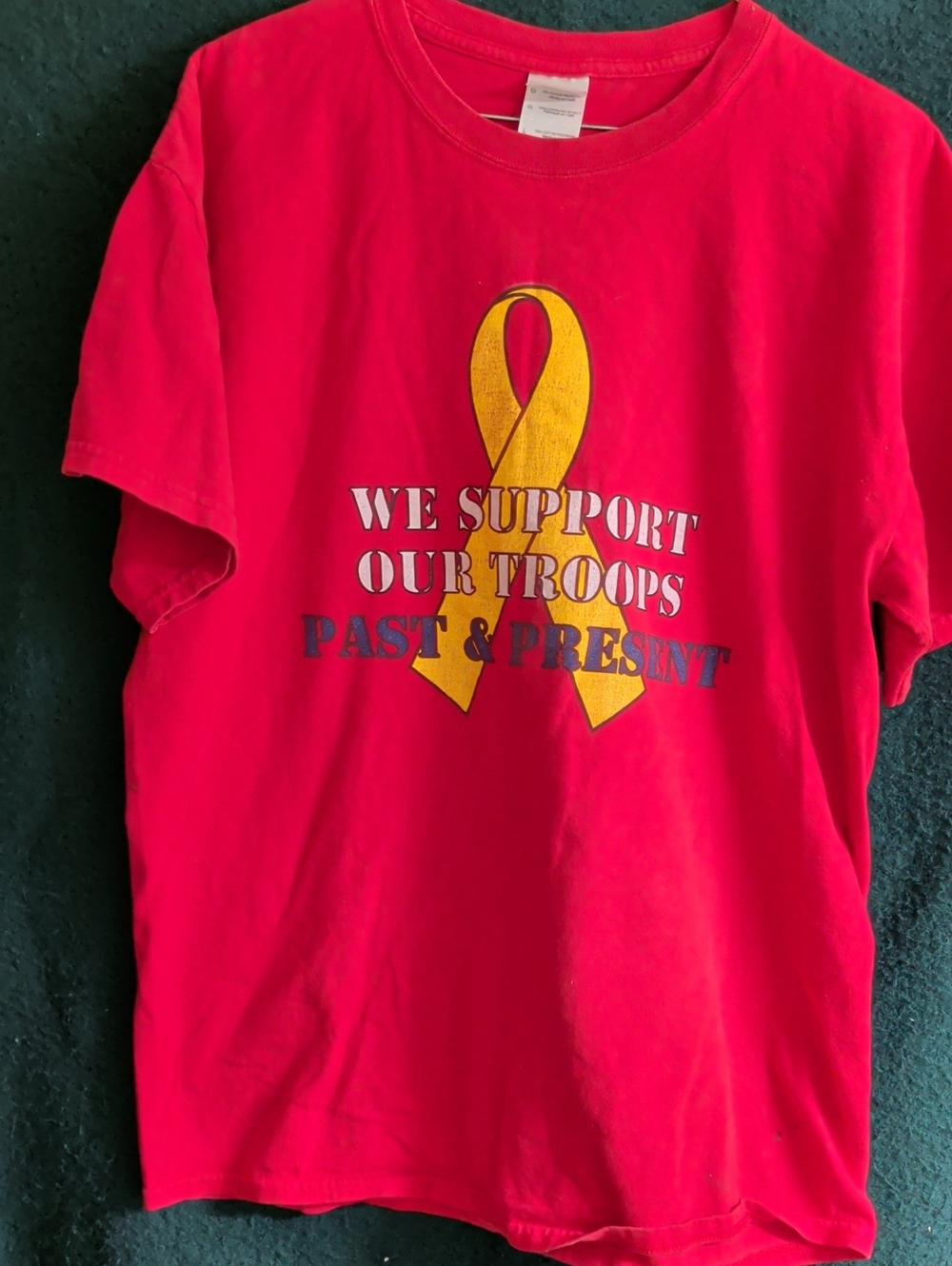 Gildan Red Kids Tee with Yellow Support Ribbon